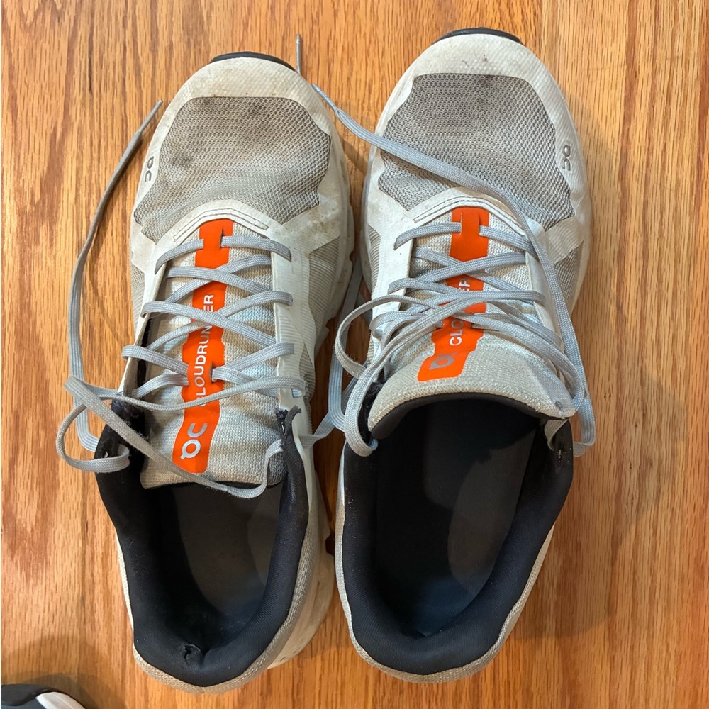 On Cloudrunner Sneakers in White and Orange